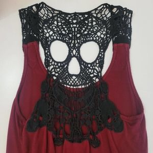 Punk Goth Black Lace Skull Tank Top